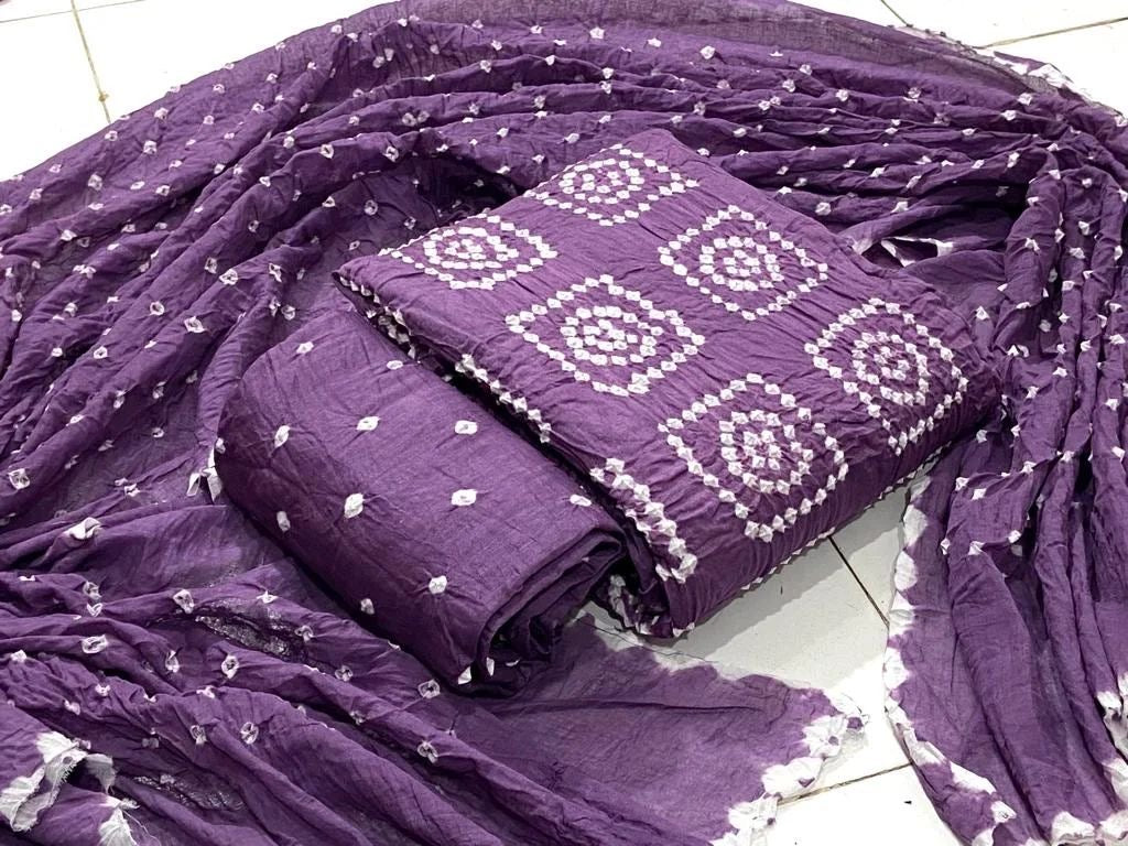 Cotton Satin Self Color Square Panel Bandhani Fabric - Premium from Ethenika.com - Just INR 1490! Shop now at Ethenika.com