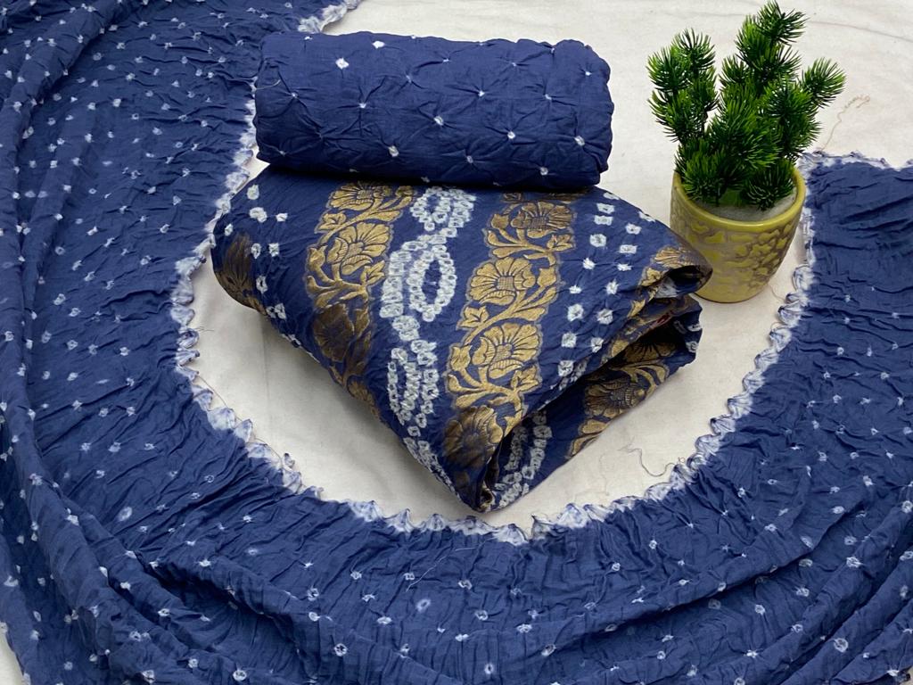 Golden Gadhwal Embroidery Bandhani Material - Premium  from Ethenika.com - Just INR 1890! Shop now at Ethenika.com