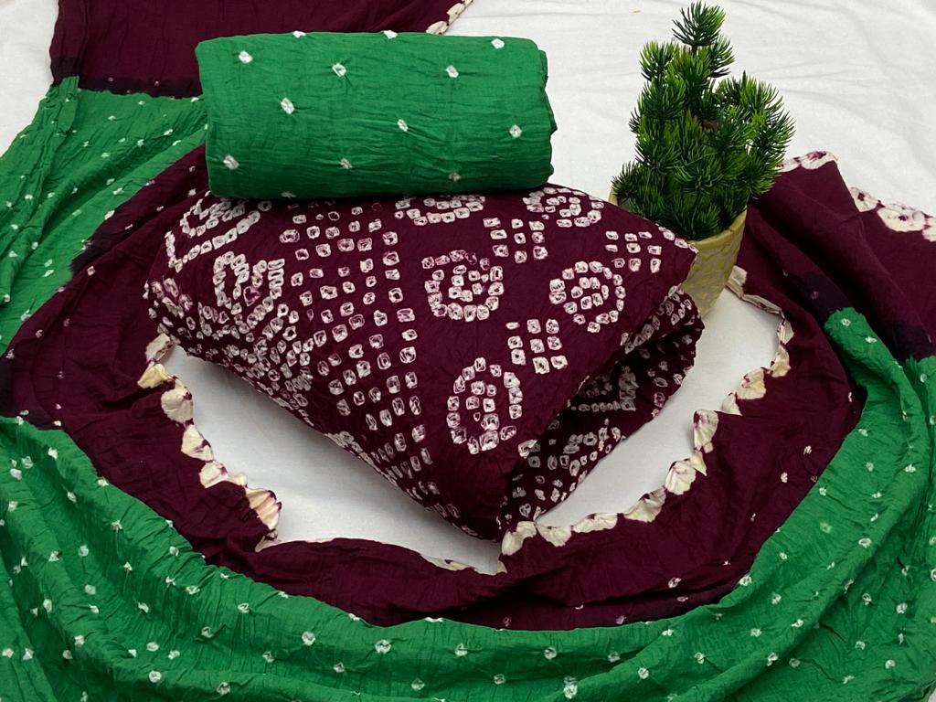 Cotton Satin Hand Crafted Bandhani Material (Unstitched) - Premium  from Ethenika.com - Just INR 1590! Shop now at Ethenika.com