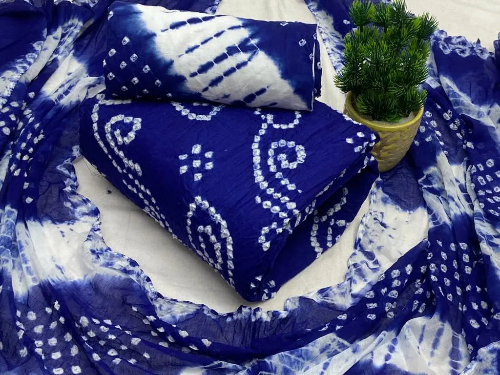 Cotton Satin self colour white Concept Bandhani Ethenika.com