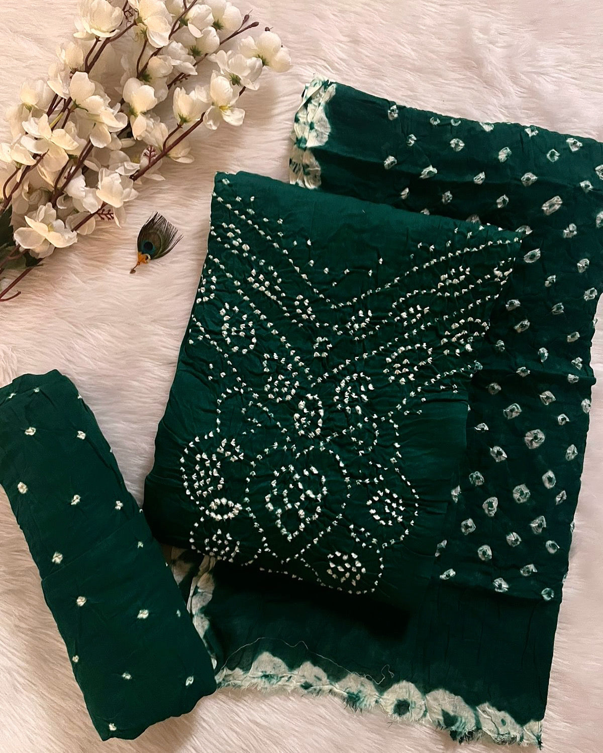 Cotton Satin Authentic Hand Crafted Kutch Bandhani Dress Material - Premium from Ethenika.com - Just INR 1490! Shop now at Ethenika.com