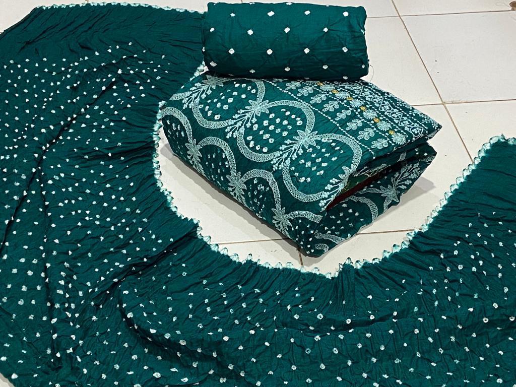 Cotton Satin Laknavi Bandhani Material Ethenika.com