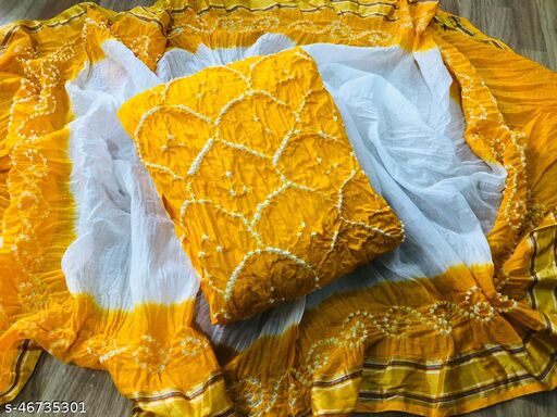 Cotton White Concept Dual Contrast Kutch Bandhani Ethenika.com