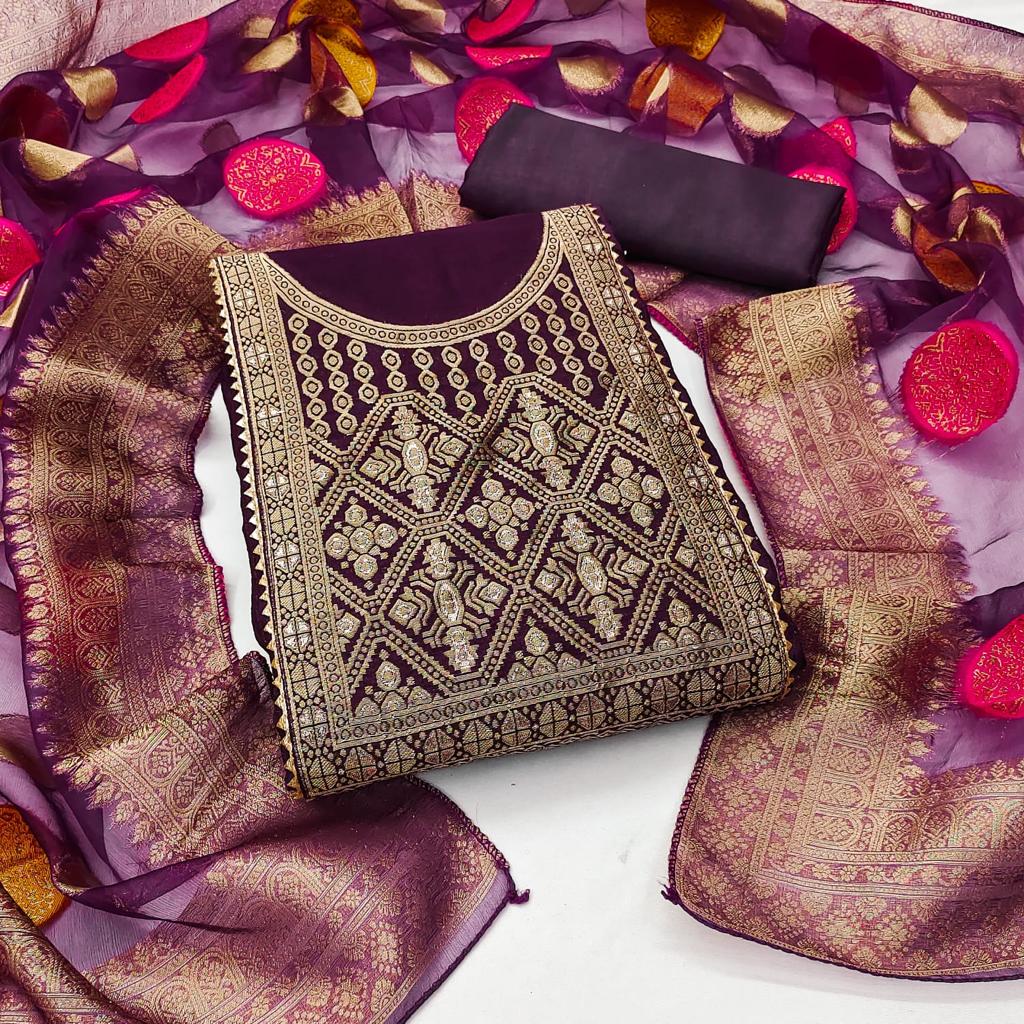 Croset Jeckard work Cotton Dress Material - Premium from Ethenika.com - Just INR 1590! Shop now at Ethenika.com