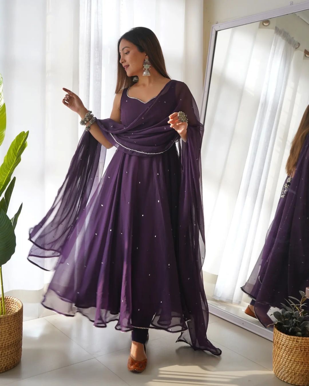 Faux Georgette 5mm sequence work Party wear Gown (Stitched) - Premium from Ethenika.com - Just INR 2190! Shop now at Ethenika.com