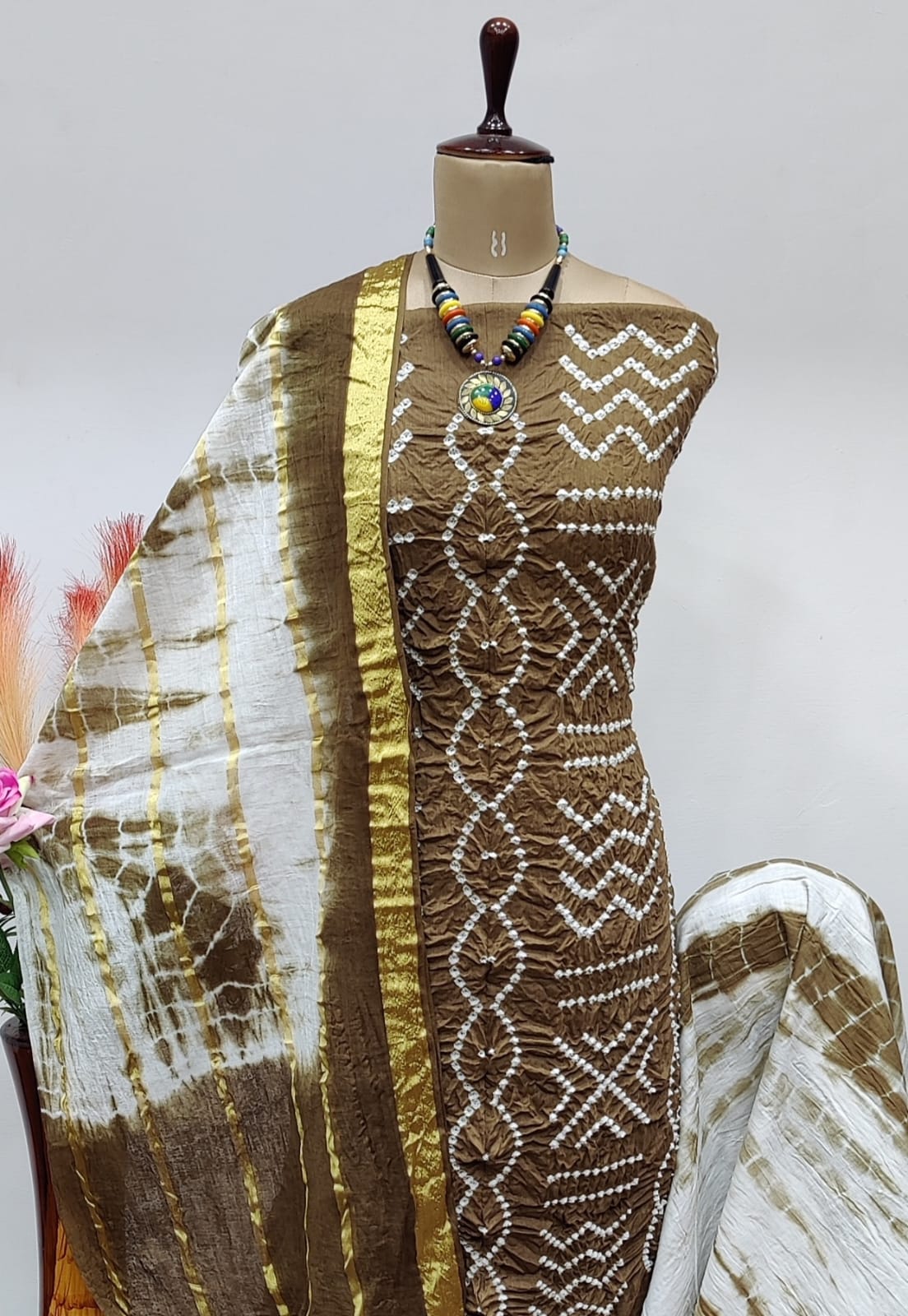 Cotton Satin Kutch Tye n dye 3pcs Bandhani Material - Premium  from Ethenika.com - Just INR 1790! Shop now at Ethenika.com