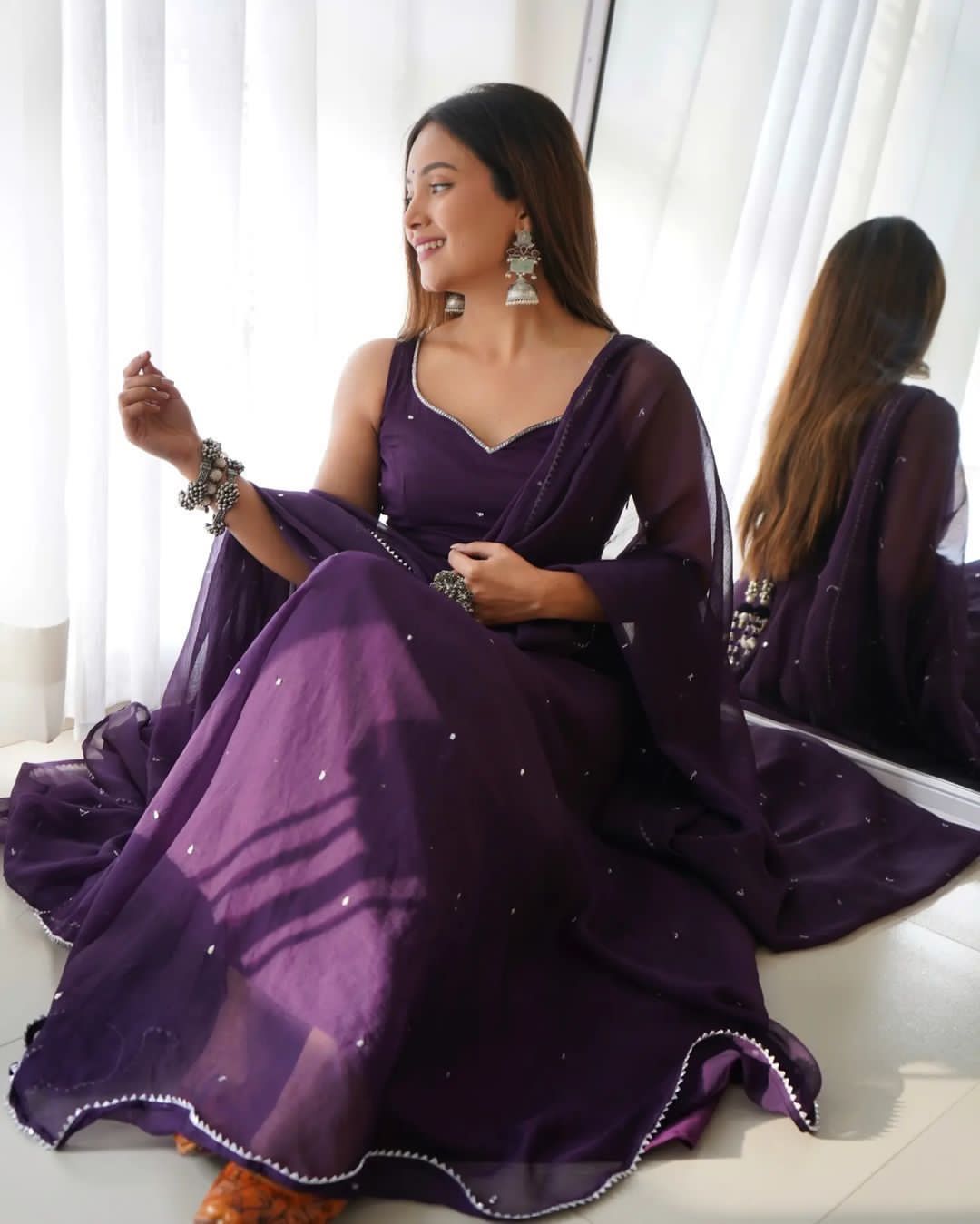 Faux Georgette 5mm sequence work Party wear Gown (Stitched) - Premium from Ethenika.com - Just INR 2190! Shop now at Ethenika.com