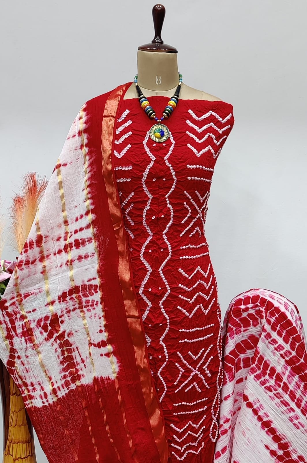 Cotton Satin Kutch Tye n dye 3pcs Bandhani Material - Premium  from Ethenika.com - Just INR 1790! Shop now at Ethenika.com