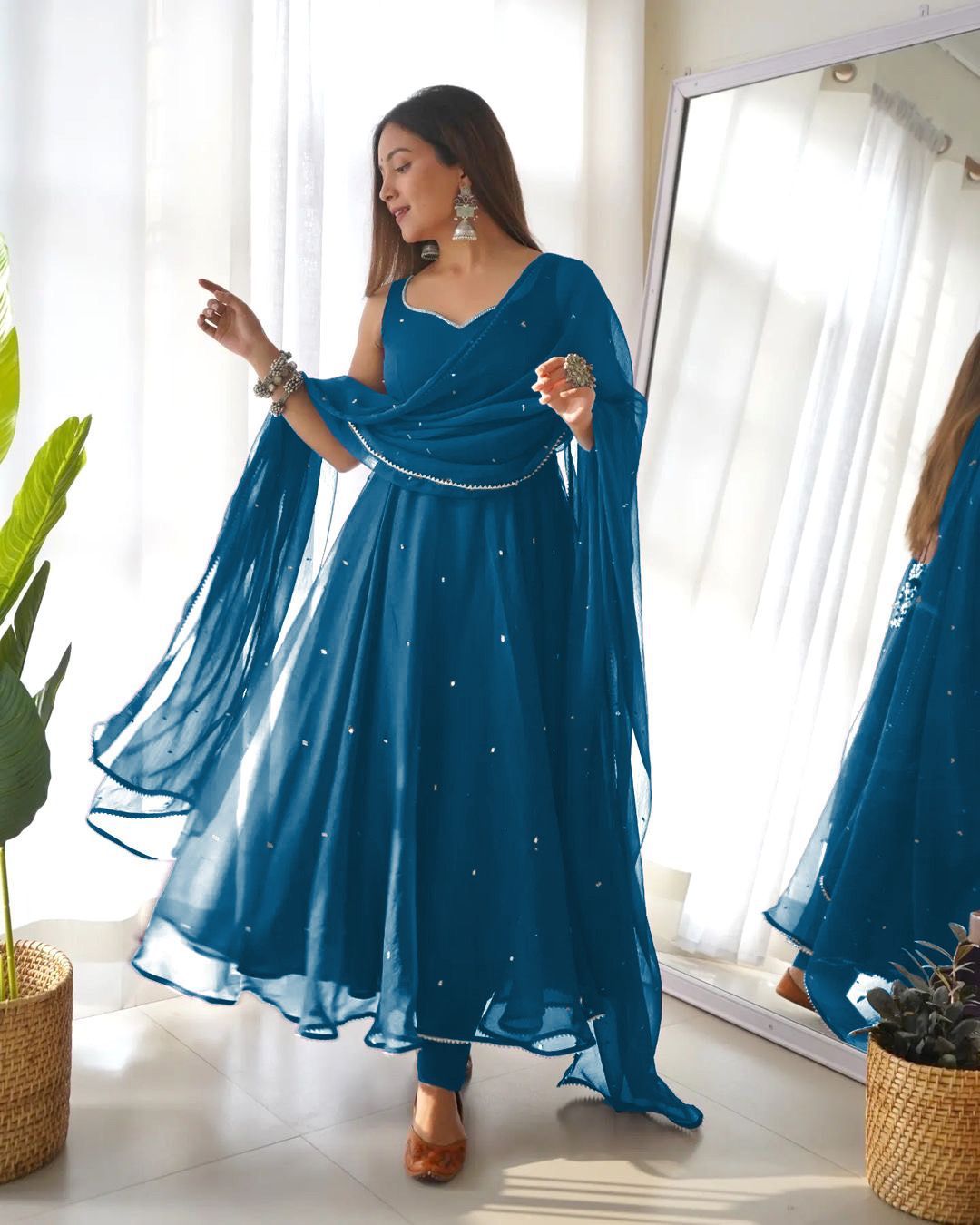 Faux Georgette 5mm sequence work Party wear Gown (Stitched) - Premium from Ethenika.com - Just INR 2190! Shop now at Ethenika.com