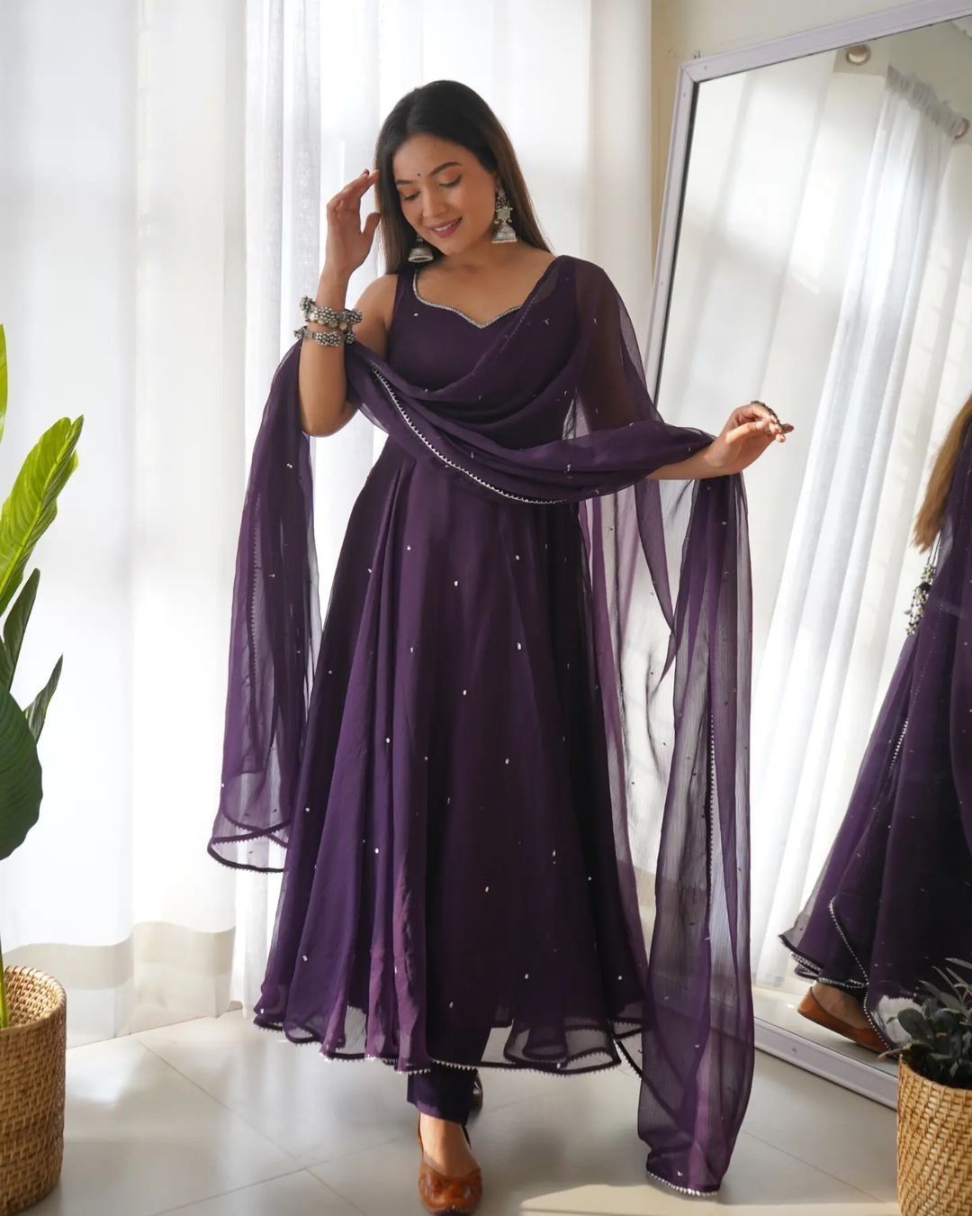 Faux Georgette 5mm sequence work Party wear Gown (Stitched) - Premium from Ethenika.com - Just INR 2190! Shop now at Ethenika.com