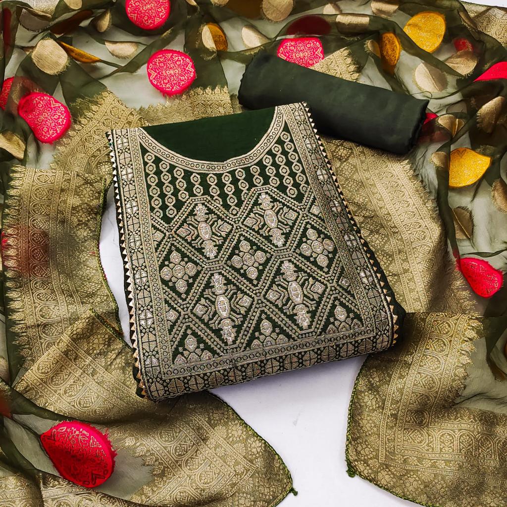 cotton work dress material Embroidered Heavy Cotton With Hand Work Dress Material at 450/piece in Surat