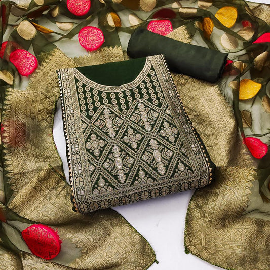 Croset Jeckard work Cotton Dress Material - Premium  from Ethenika.com - Just INR 1590! Shop now at Ethenika.com
