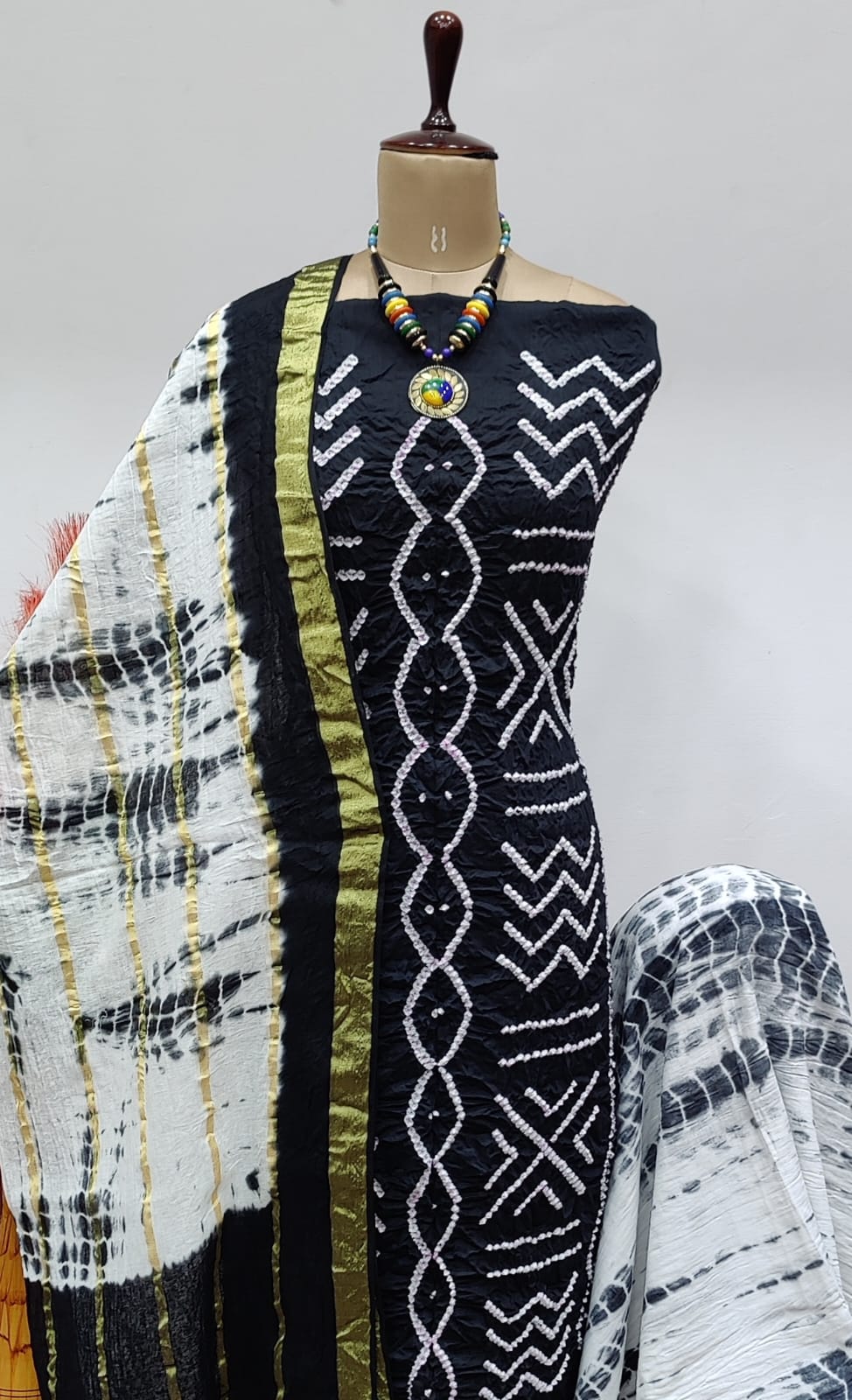 Cotton Satin Kutch Tye n dye 3pcs Bandhani Material - Premium  from Ethenika.com - Just INR 1790! Shop now at Ethenika.com