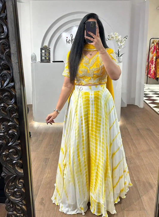 Faux Georgette Shibori Print Lehenga Choli - Premium  from Ethenika.com - Just INR 2490! Shop now at Ethenika.com
