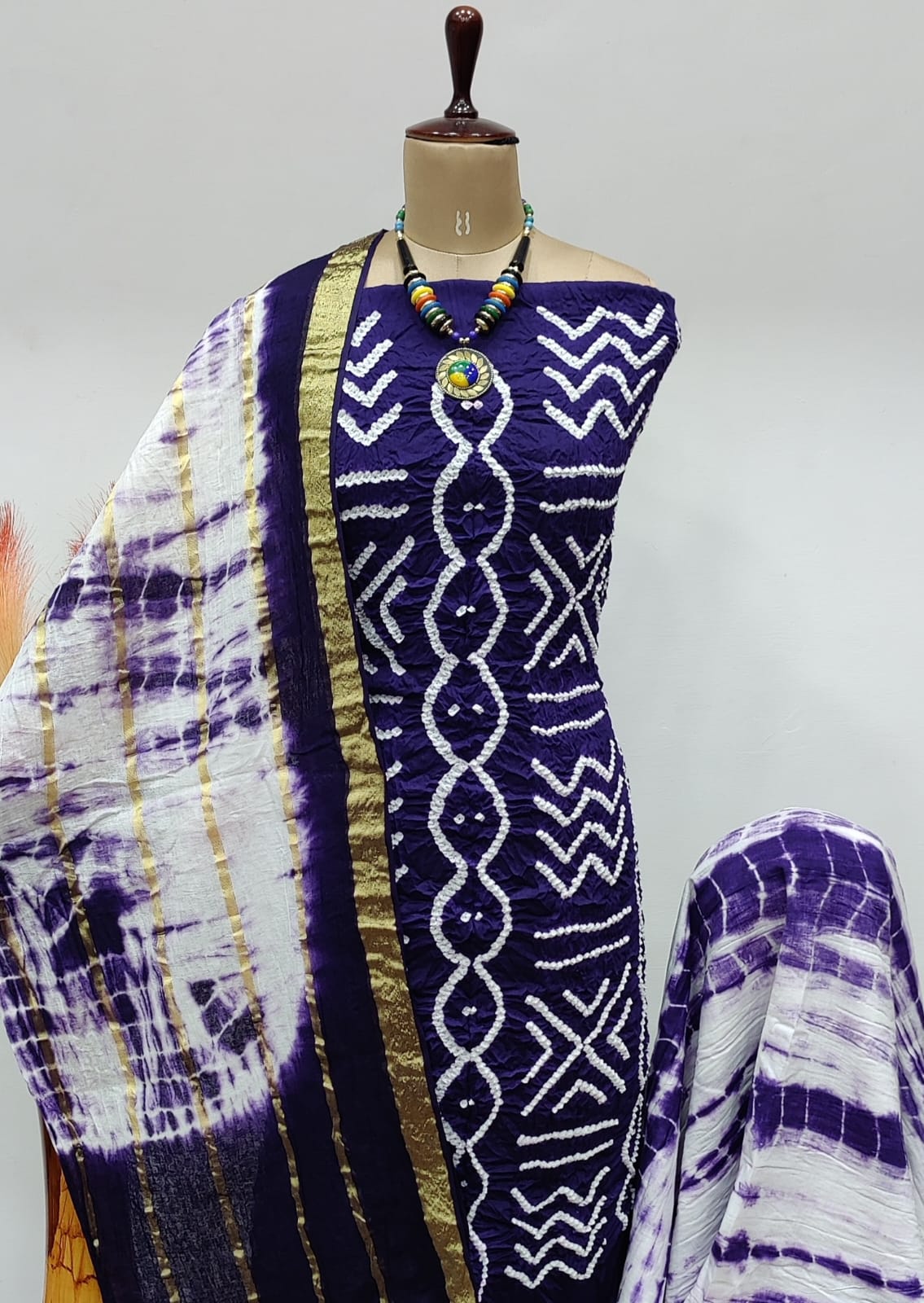 Cotton Satin Kutch Tye n dye 3pcs Bandhani Material - Premium  from Ethenika.com - Just INR 1790! Shop now at Ethenika.com