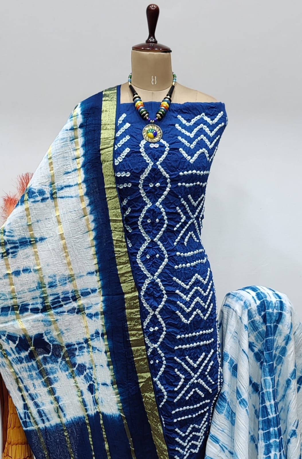 Cotton Satin Kutch Tye n dye 3pcs Bandhani Material - Premium  from Ethenika.com - Just INR 1790! Shop now at Ethenika.com