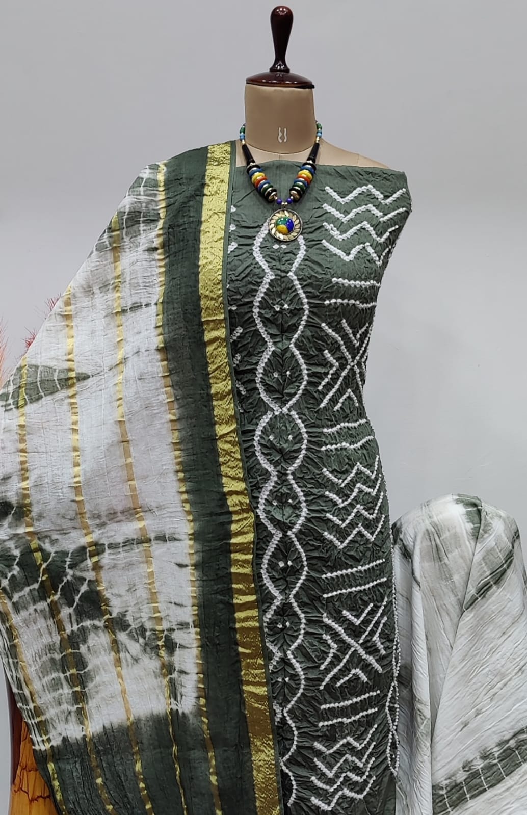 Cotton Satin Kutch Tye n dye 3pcs Bandhani Material - Premium  from Ethenika.com - Just INR 1790! Shop now at Ethenika.com