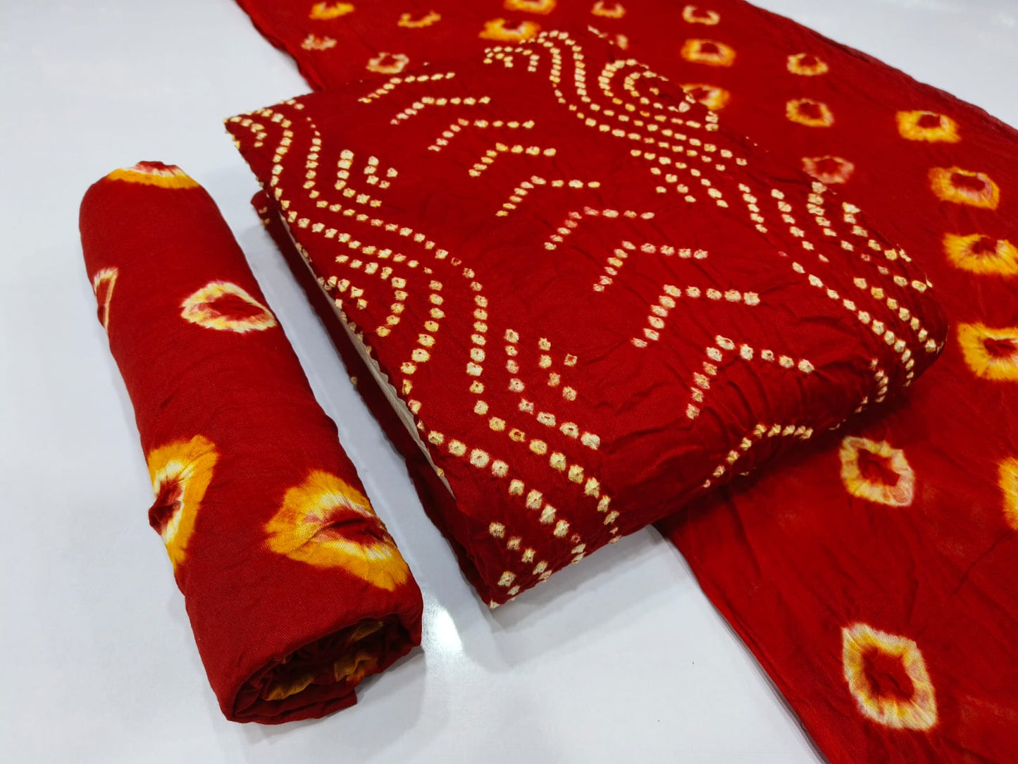 Cotton Satin Self Colour Bandhani - Premium from Ethenika.com - Just INR 1490! Shop now at Ethenika.com