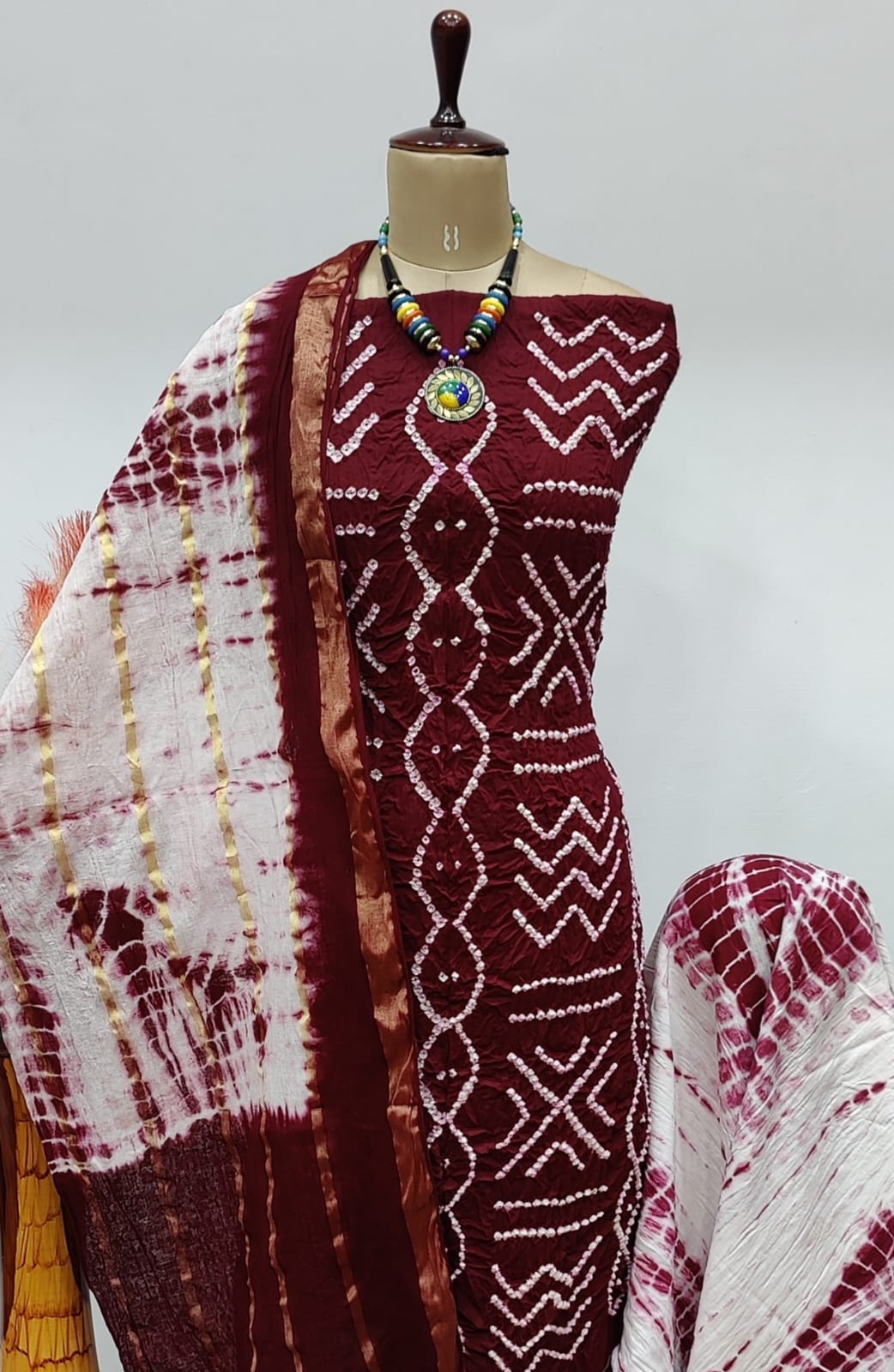 Cotton Satin Kutch Tye n dye 3pcs Bandhani Material - Premium  from Ethenika.com - Just INR 1790! Shop now at Ethenika.com