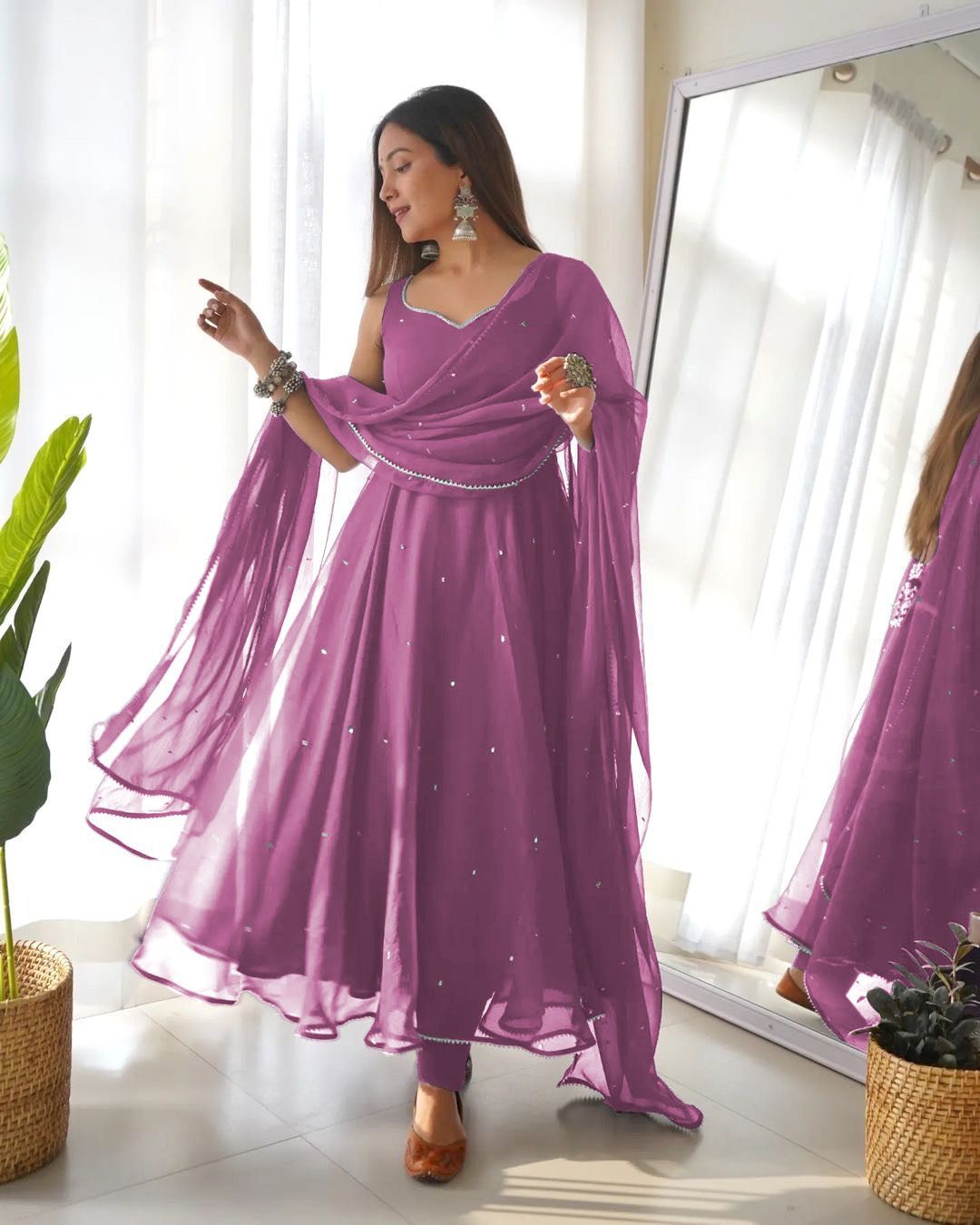 Faux Georgette 5mm sequence work Party wear Gown (Stitched) - Premium from Ethenika.com - Just INR 2190! Shop now at Ethenika.com