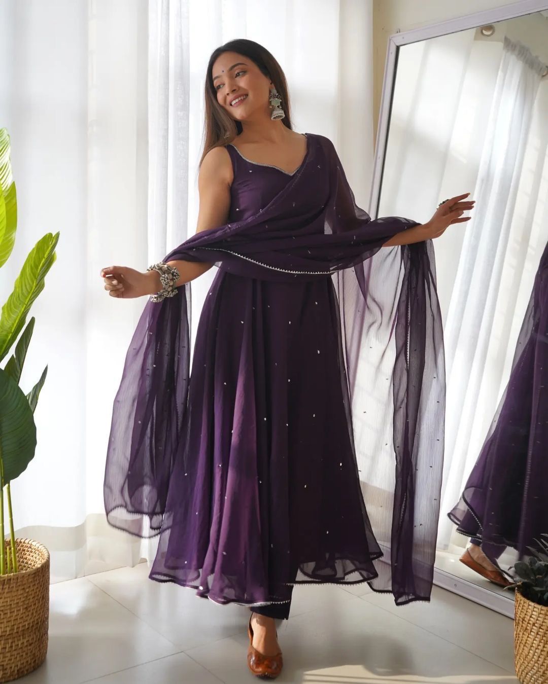 Faux Georgette 5mm sequence work Party wear Gown (Stitched) - Premium from Ethenika.com - Just INR 2190! Shop now at Ethenika.com
