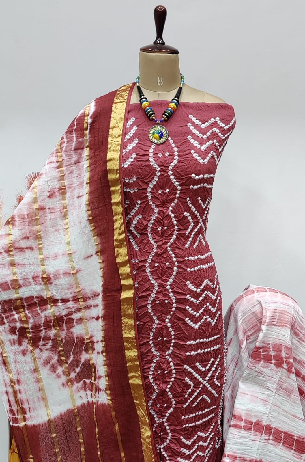 Cotton Satin Kutch Tye n dye 3pcs Bandhani Material - Premium  from Ethenika.com - Just INR 1790! Shop now at Ethenika.com