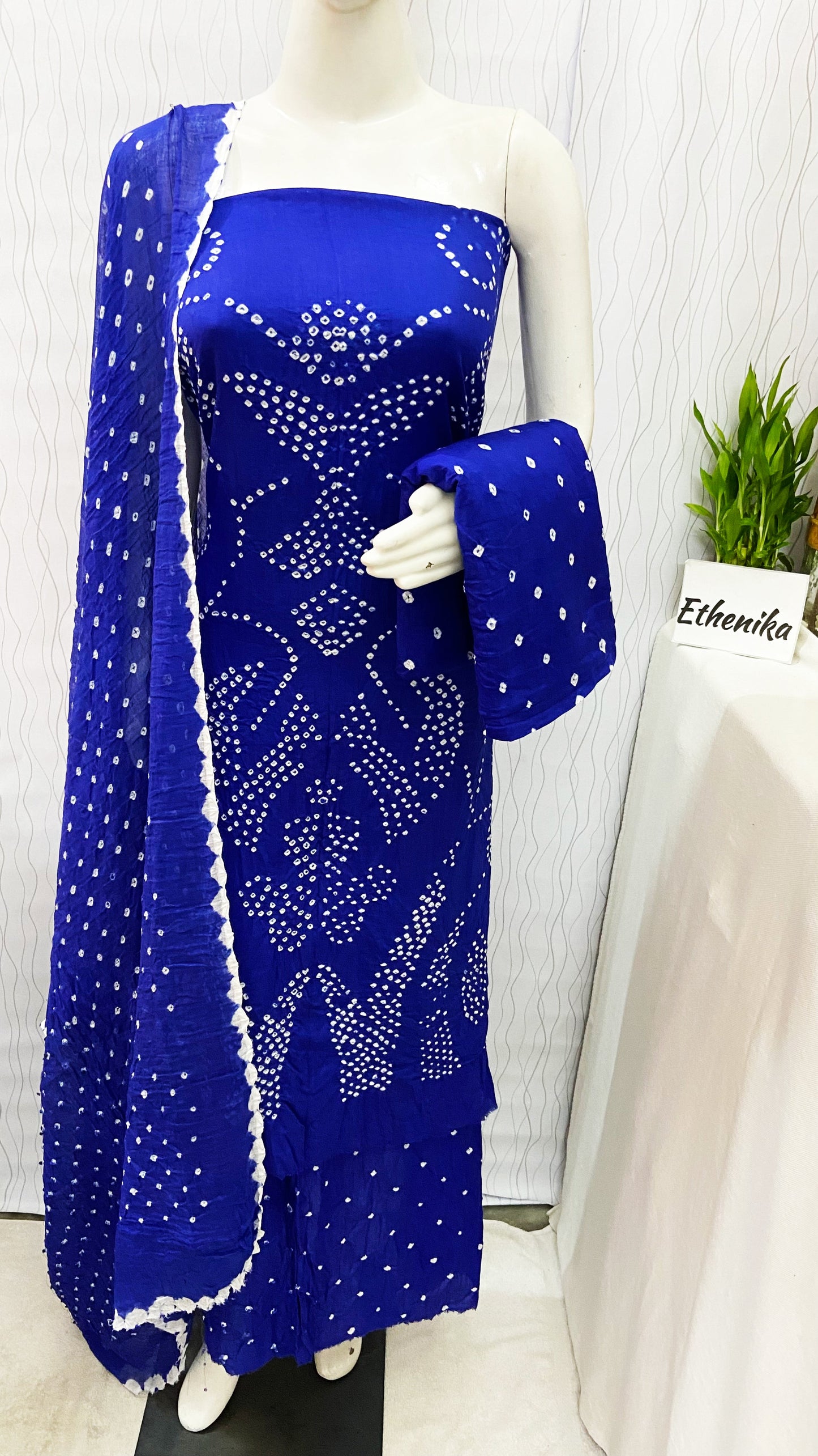 Kutch Hand crafted Self Bandhani Salwar Material Ethenika.com