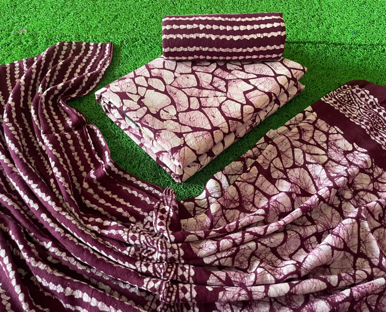 Cotton Hand Blocked Wax Batik Dress Material (Unstitched) - Premium from Ethenika.com - Just INR 1490! Shop now at Ethenika.com