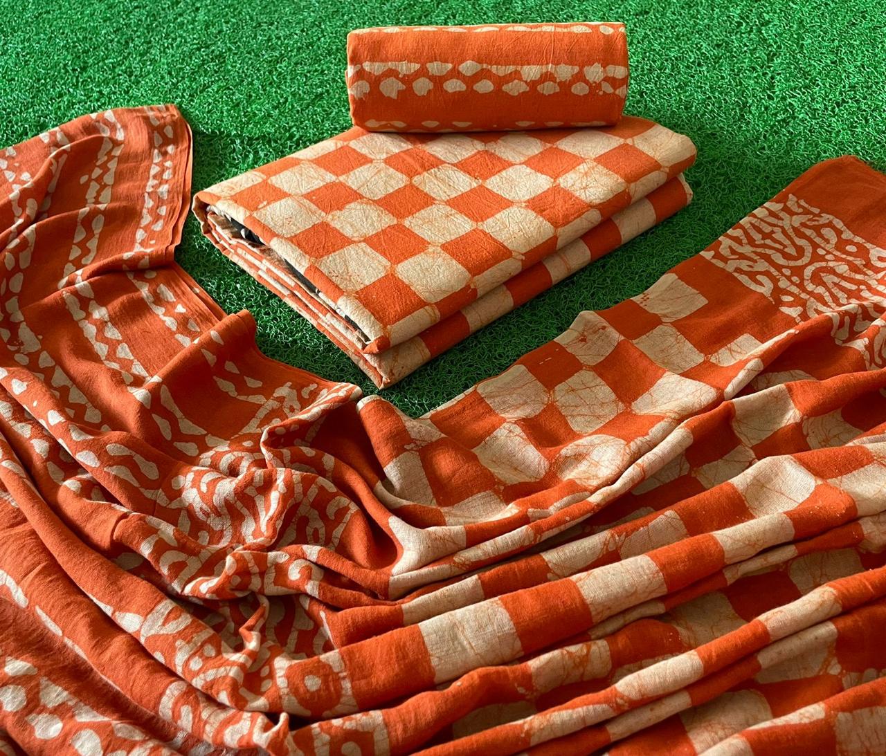 Cotton Hand Blocked Wax Batik Dress Material (Unstitched) - Premium from Ethenika.com - Just INR 1490! Shop now at Ethenika.com