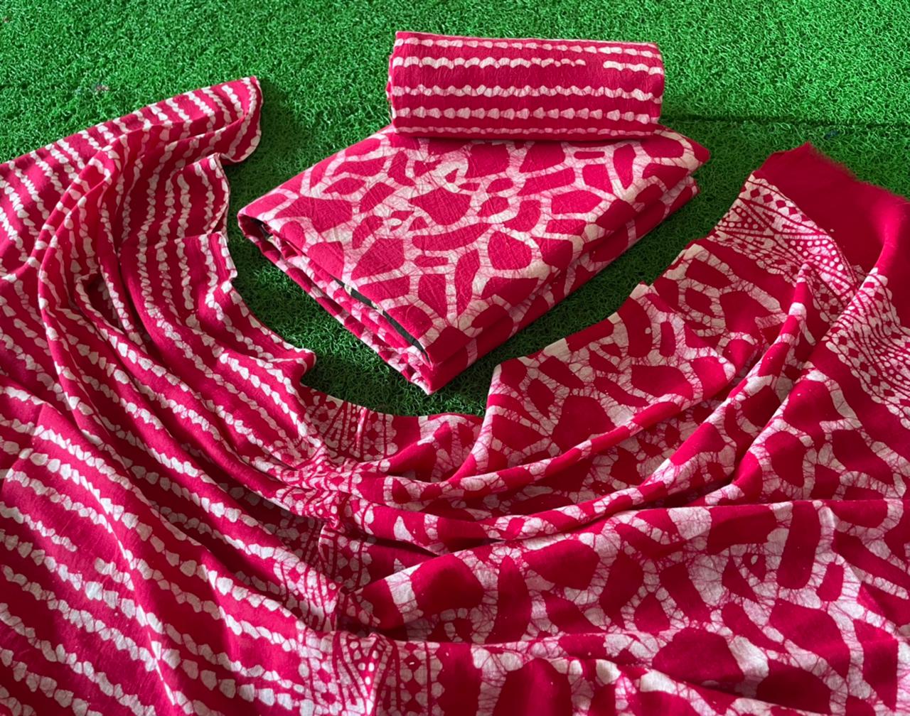 Cotton Hand Blocked Wax Batik Dress Material (Unstitched) - Premium from Ethenika.com - Just INR 1490! Shop now at Ethenika.com