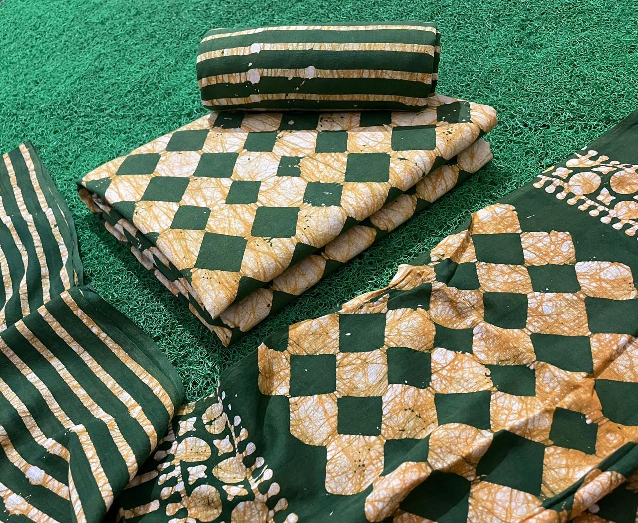 Cotton Hand Blocked Wax Batik Dress Material (Unstitched) - Premium from Ethenika.com - Just INR 1490! Shop now at Ethenika.com