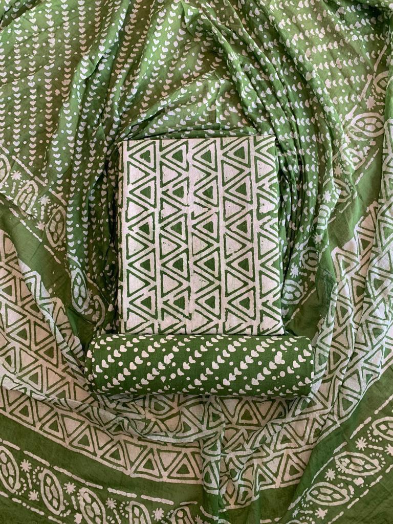 Cotton Hand Blocked Wax Batik Dress Material (Unstitched) - Premium from Ethenika.com - Just INR 1490! Shop now at Ethenika.com