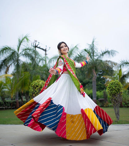 Reyon Mirror work Multi Color Navratri Special Chaniya Choli