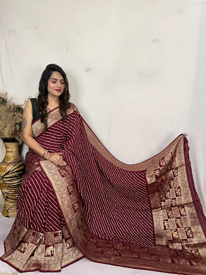 Modal Silk Leheriya Print Saree - Premium  from Ethenika.com  - Just INR 5990! Shop now at Ethenika.com 