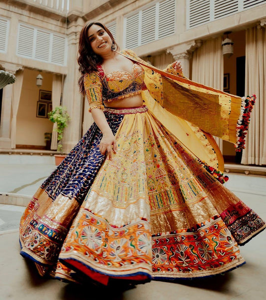 Muslin Cotton Digital Print Mirror Work Navratri Special Designer Chaniya Choli
