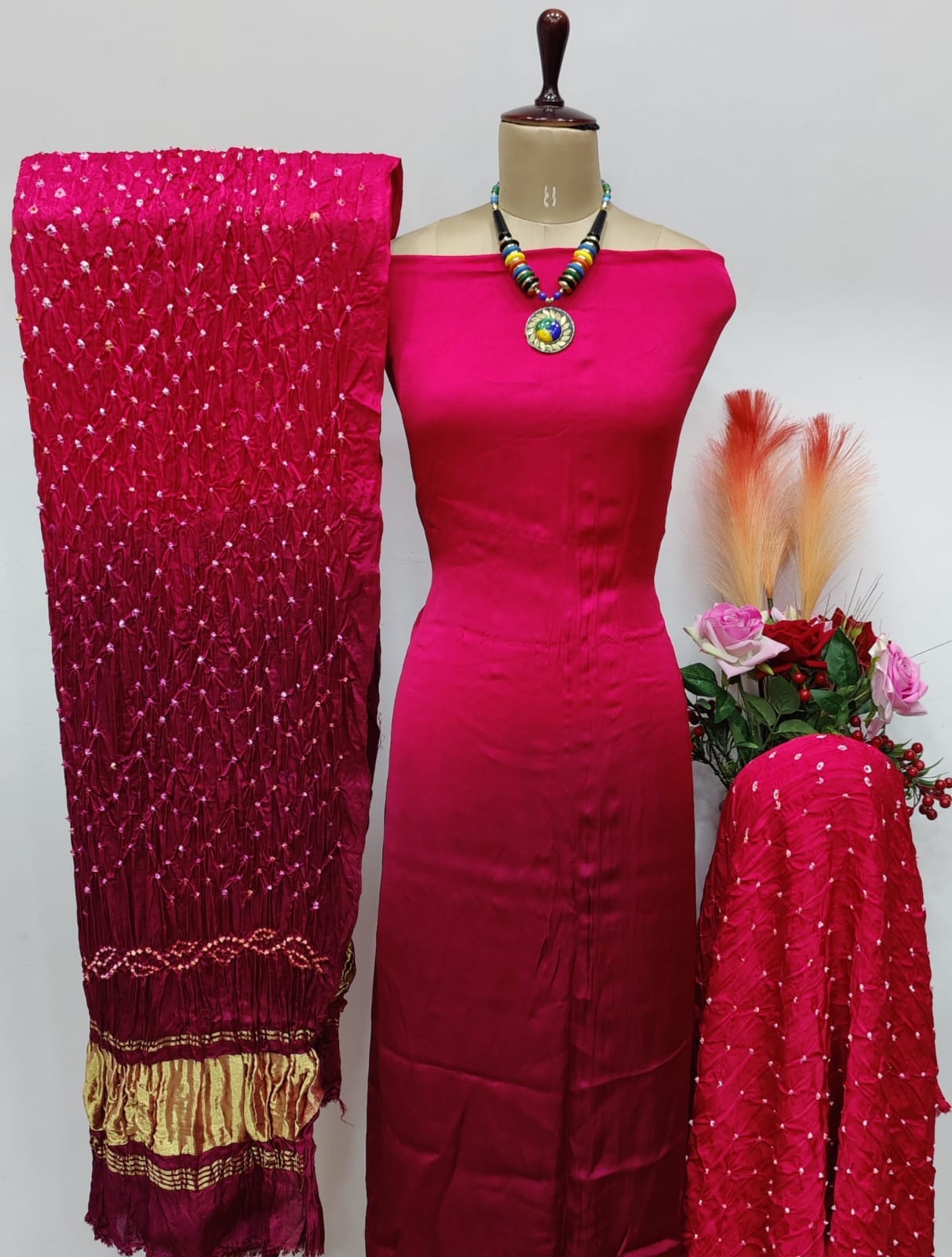 Modal Silk Heavy Kutch Bandhani Dress Material - Premium  from Ethenika.com  - Just INR 4990! Shop now at Ethenika.com 