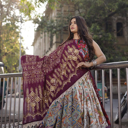Ethenika Trending Muslin Digital Print Designer Chaniya Choli For Garba