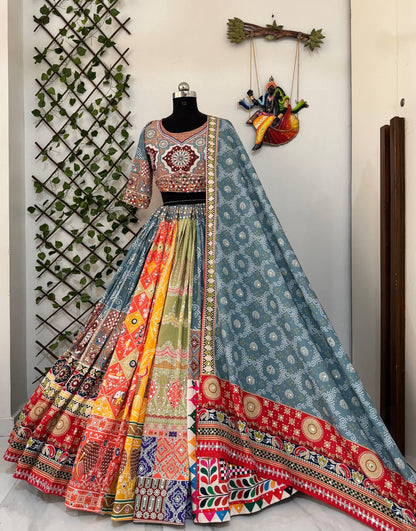 Digital Print Mirror Work Navratri Special Chaniya Choli