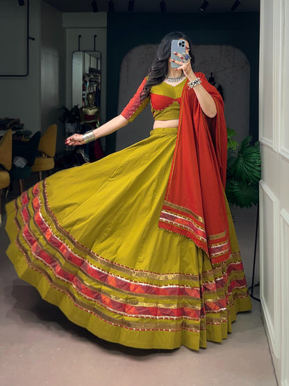 Dhabu Cotton Garba Special Designer Chaniya Choli Set(Ready to Wear)