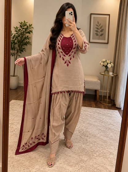 Ethenika Exclusive Ready Wear Kurti Salwar Dupatta Set