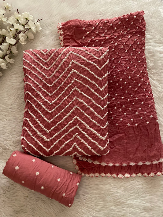 Cotton Satin Authentic Hand Crafted Kutch Bandhani Dress Material (Unstitched) - Premium  from Ethenika.com  - Just INR 1990! Shop now at Ethenika.com 