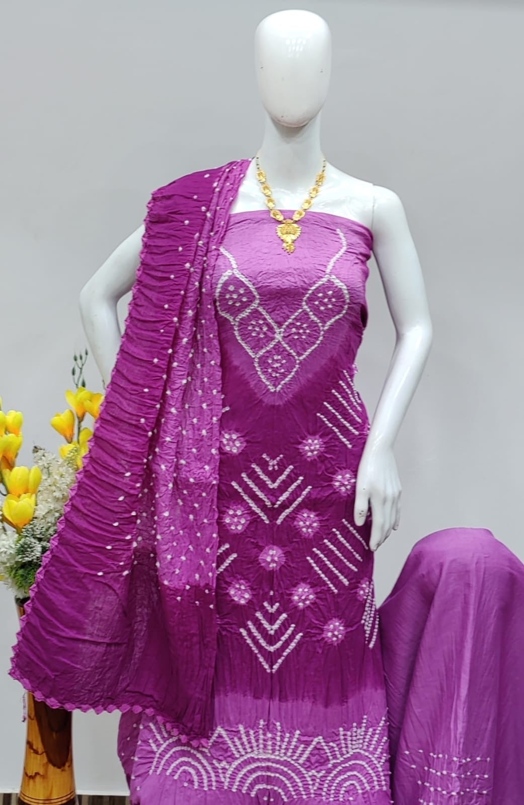 Hand Crafted Cotton Self Color Original Kutch Bandhani Dress Material (Unstitched) Ethenika.com Hand Crafted Cotton Self Color Original Kutch Bandhani Dress Material (Unstitched) Ethenika.com
