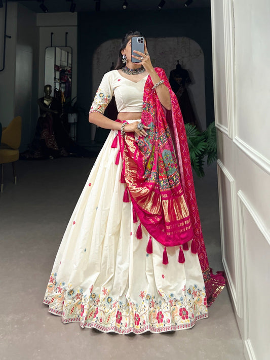 Khadi Cotton Sequence Embroidery Work White Concept Chaniya Choli - Premium  from Ethenika.com  - Just INR 6990! Shop now at Ethenika.com 
