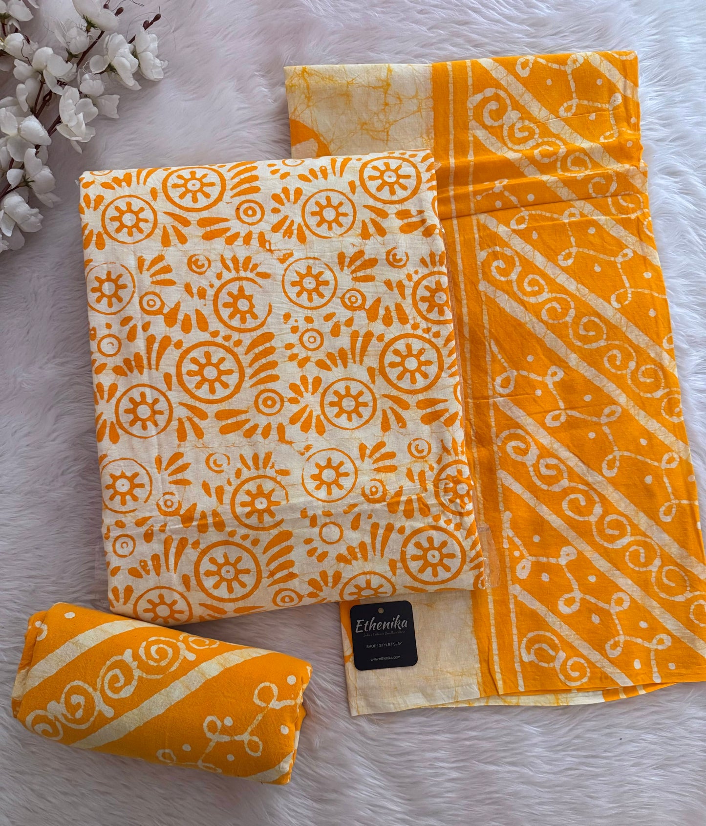 Ethenika Trending Cotton Batik Unstitched Dress Material for Summer