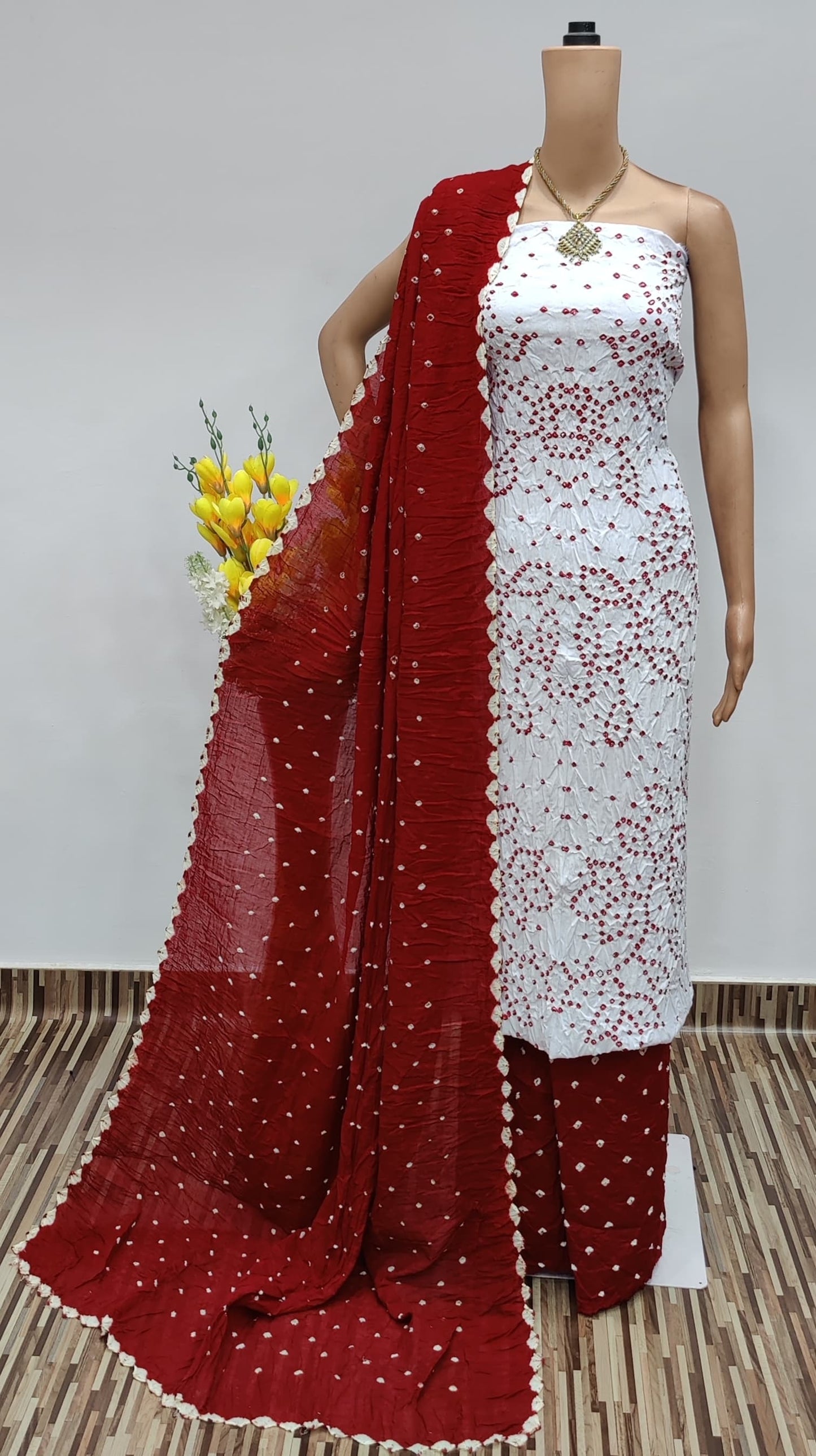 Cotton White Concept Kutch Barik Bandhej work Bandhani Dress Material - Premium  from Ethenika.com  - Just INR 1890! Shop now at Ethenika.com 