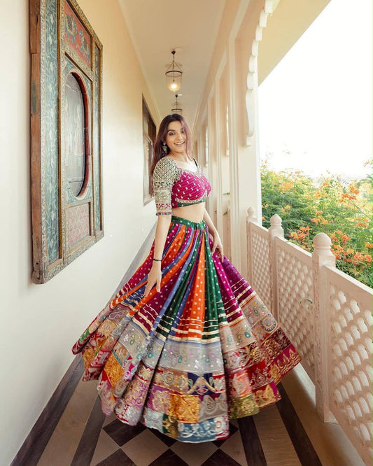 Designer Chaniya Choli | Digital Print Mirror Work | Navratri 2026