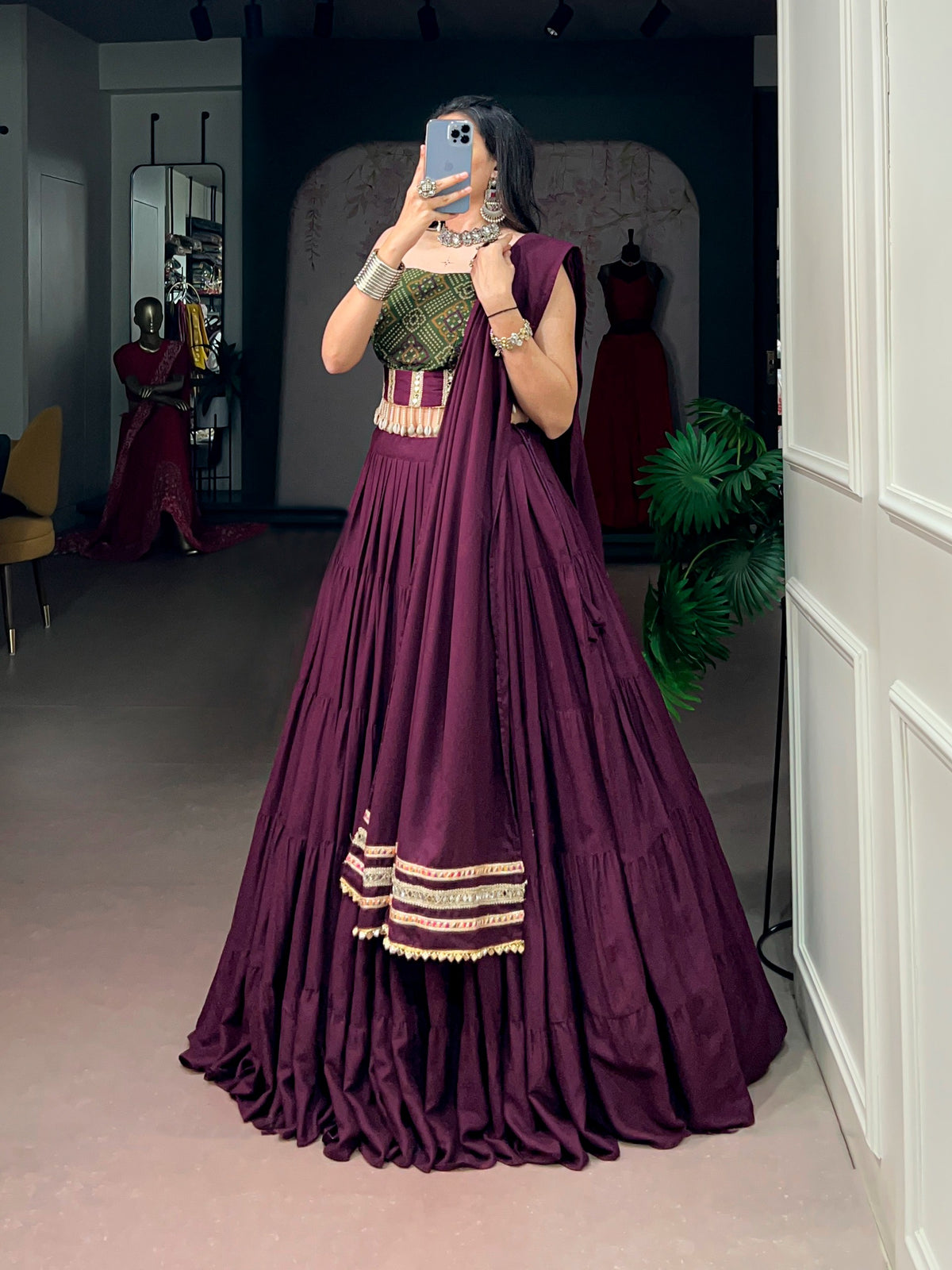 Ethenika Wine Designer Chaniya Choli For Garba