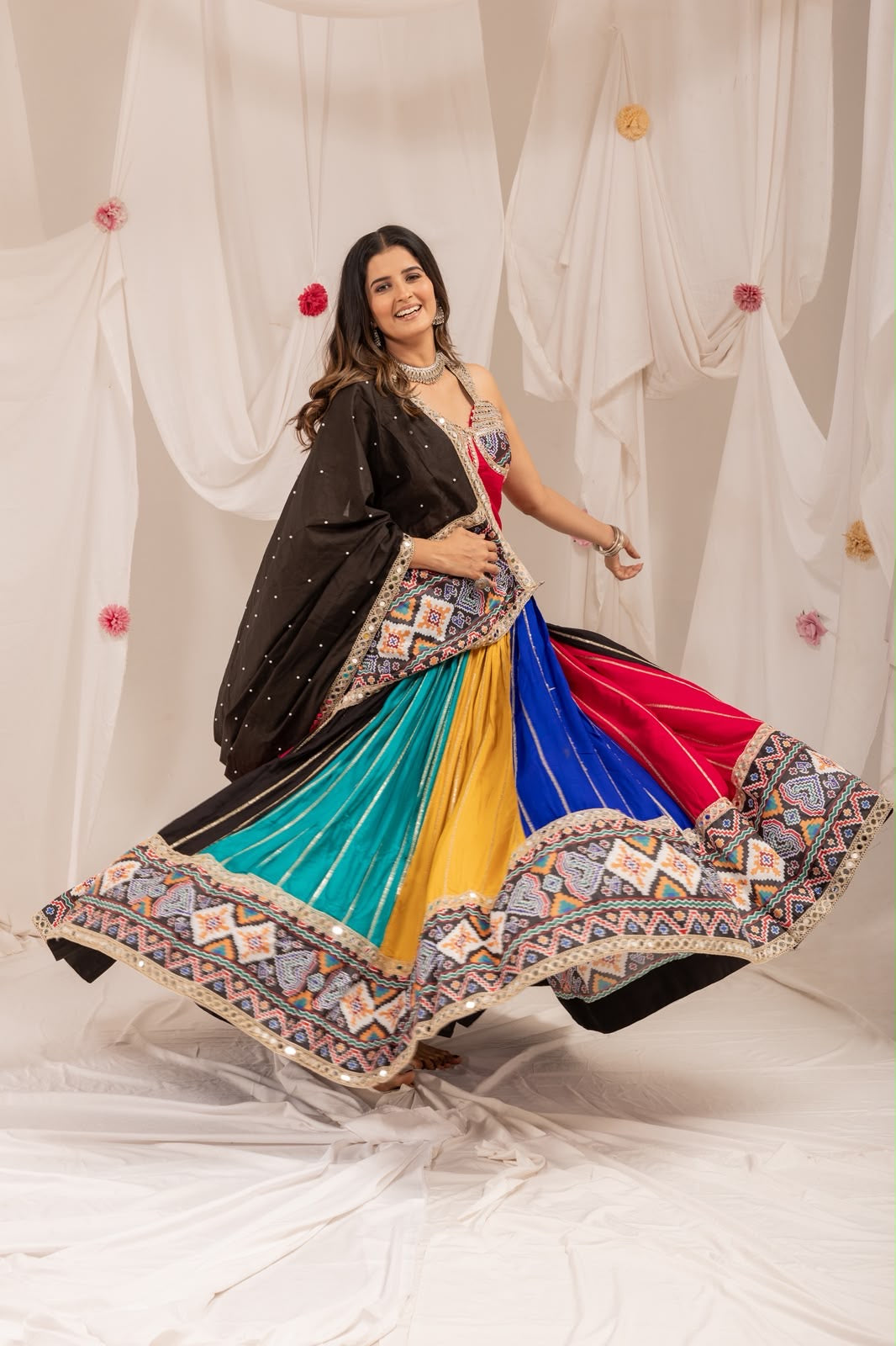 Rayon Multicolor Patola Print Chaniya Choli | Navratri Garba Wear