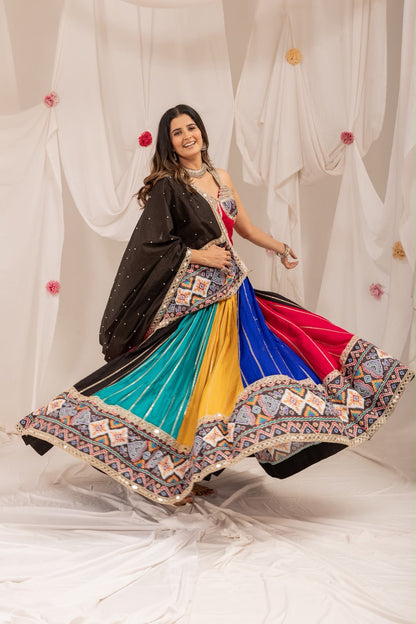 Rayon Multicolor Patola Print Chaniya Choli | Navratri Garba Wear