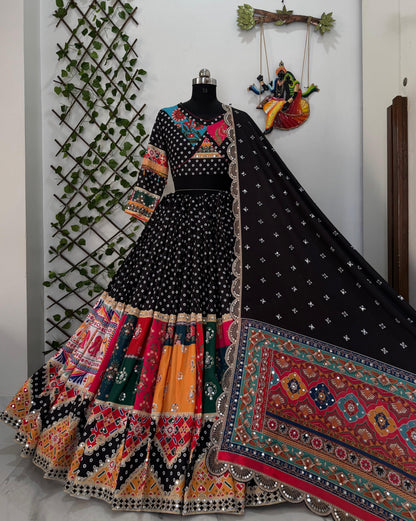 Muslin Cotton Digital Print with Real Mirror Work Navratri Special Chaniya Choli